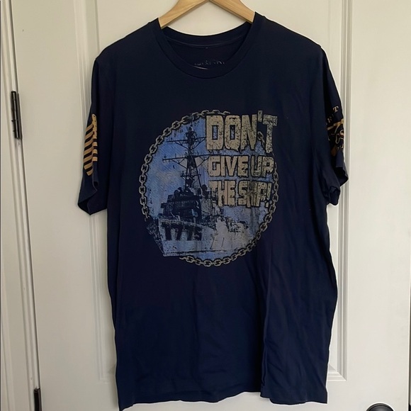 Grunt Style Men’s  “Don’t Give Up The Ship” Graphic T-Shirt Blue XL - Picture 1 of 5